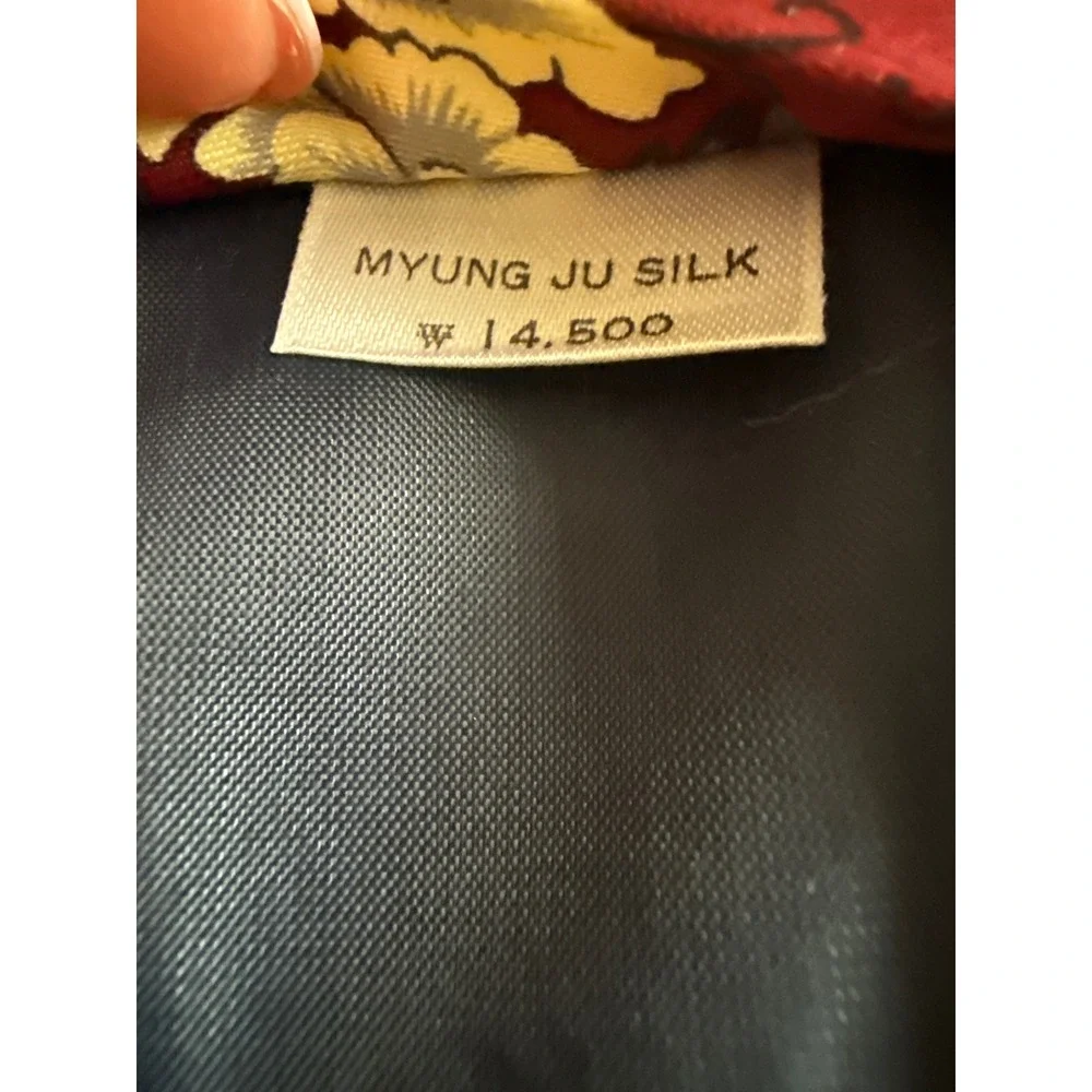 Mercedes High Fashion Myung Ju Silk Floral Tie Burgundy‎ Blue Vintage Necktie